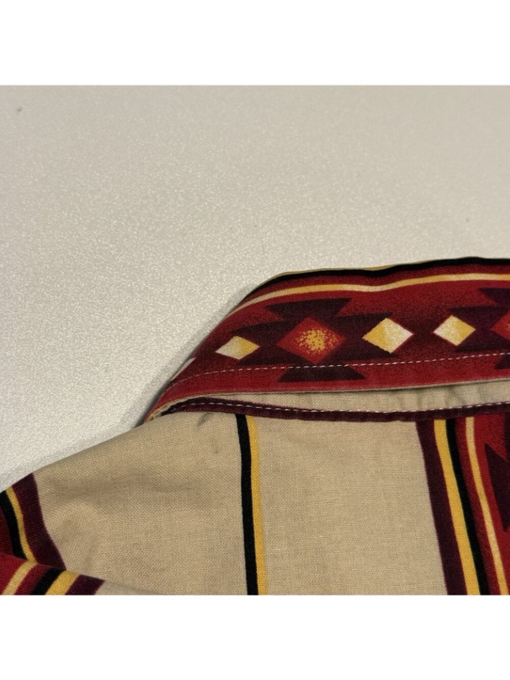 Vintage Wrangler Pearl Snap Aztec Western Shirt Mens Large Long Sleeve Beige Red - Picture 5 of 13